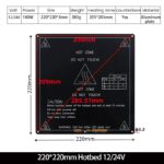 220x220x3mm Black Aluminum Dual Power HeatBed for 3D Printer - Image 4
