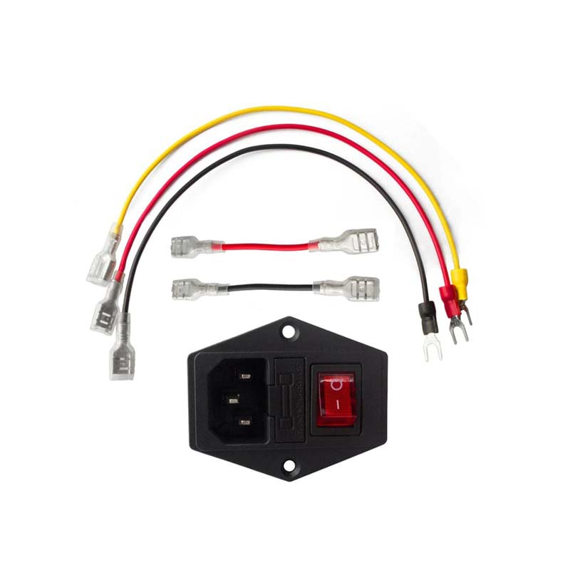 Power Supply Socket Power Connector Power Supply Socket Power Connector Inlet Module Plug 5A Fuse Switch with 4Pcs 16-14 AWG Wiring 3 Pin IEC320 C14 - Image 1